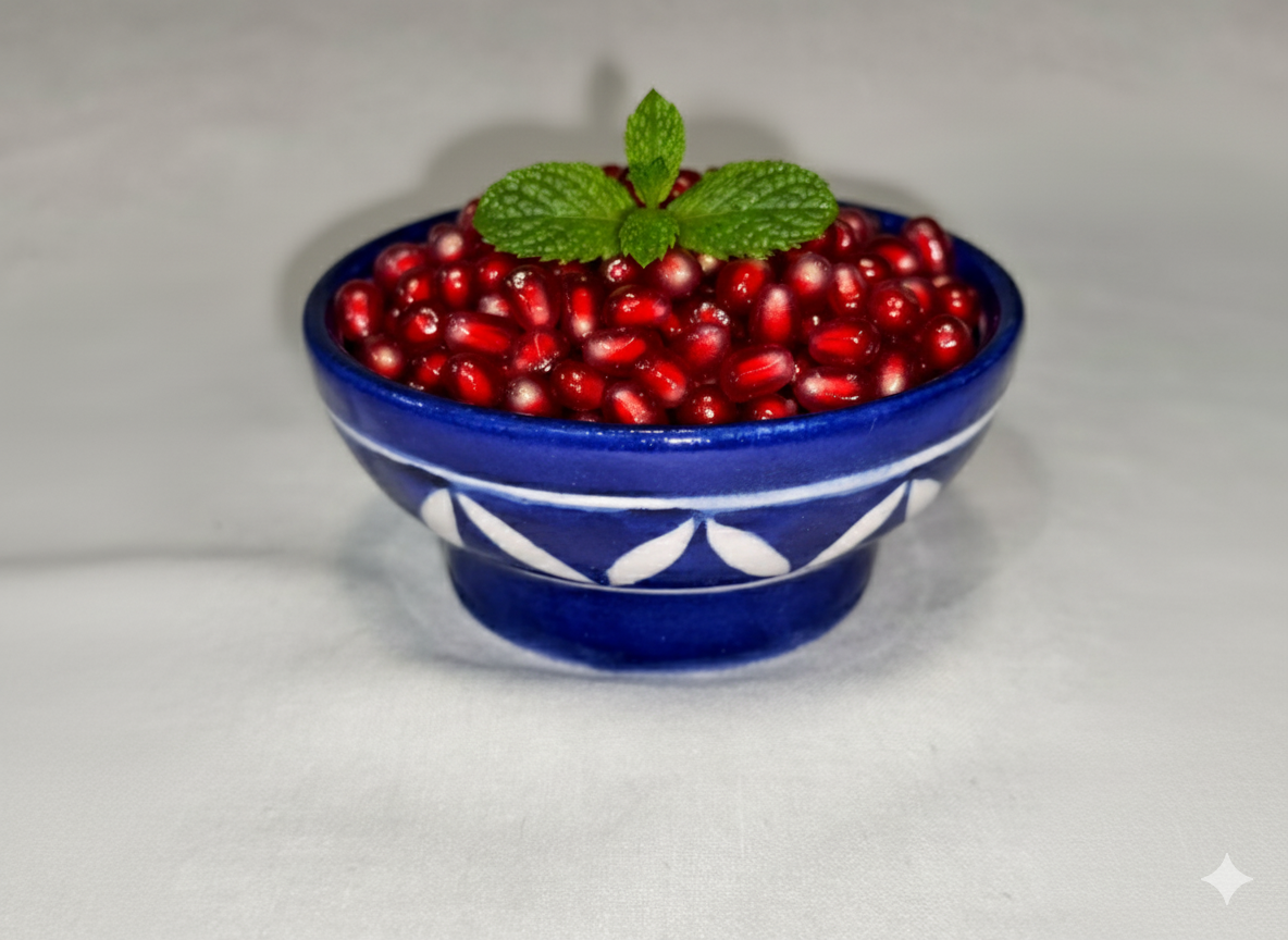 Modern Cobalt Blue 8-Inch Blue Pottery Bowl | Hand-Painted Geometric Ceramic Serving Bowl