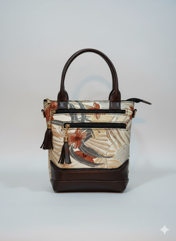 Jaipur Jute Handcrafted Bag – Boho Designer Tote with Floral Canvas & Leather Details | Eco-Friendly Jaipur Bag for Women