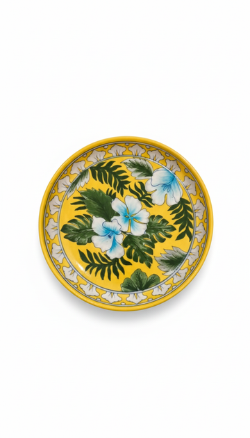 10 Inch Ceramic Plates – Handcrafted Blue Pottery Dinner Plates | Round Shape Indian Artisanal Tableware