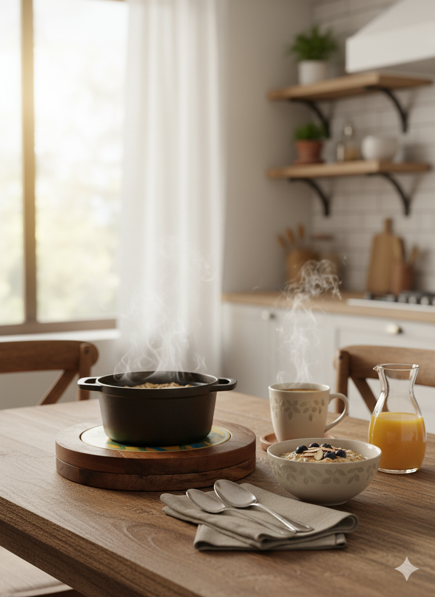 Hand-Painted Lotus Flower Ceramic Trivet with Dark Wood Base - Heat Resistant Pot Holder for Hot Dishes, Pots & Pans - Yellow & Pink Floral Kitchen Decor.