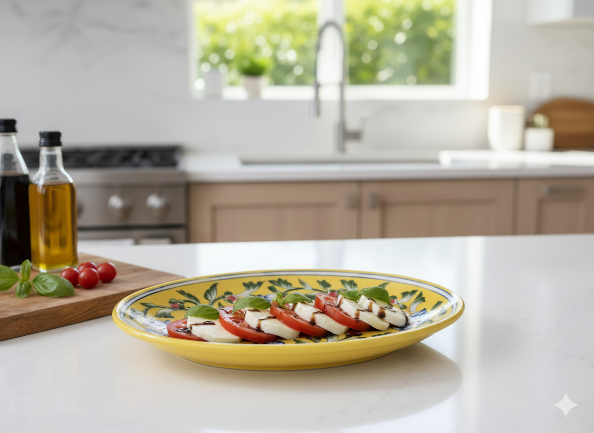 Hand-Painted Yellow Jaipur Blue Pottery Oval Platter (10-Inch) - Traditional Indian Ceramic Serving Dish for Appetizers, Snacks & Parties - Decorative Floral Dinnerware.