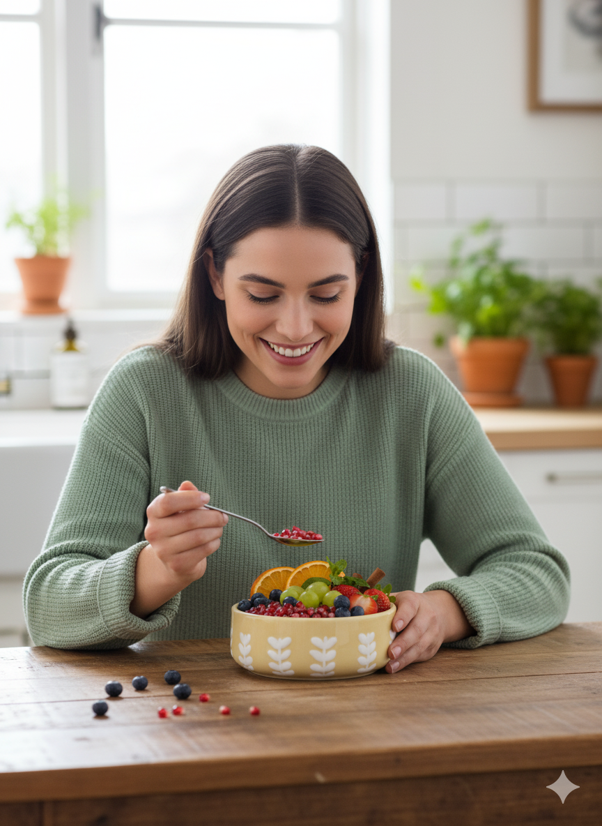 6-Inch Stoneware Ceramic Cereal Bowl - Yellow with White Leaf Pattern - Shallow & Modern for Fruit, Salads, and Snacks - Microwave & Dishwasher Safe.