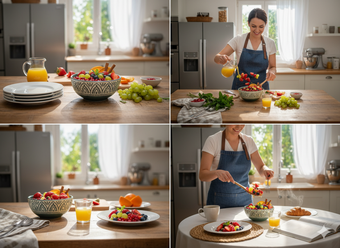 Stoneware Ceramic Cereal Bowl - Deep & Durable for Soup, Salad, Rice & Snacks - Microwave & Dishwasher Safe - Artisan Patterned Design