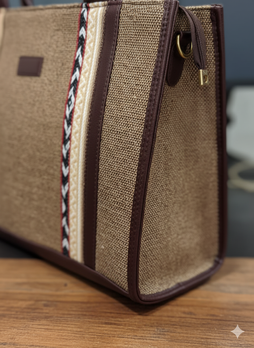 andmade Jute Tote Bag from Jaipur – Eco-Friendly Designer Handcrafted Bag for Women | Boho Ethnic Fashion Accessory