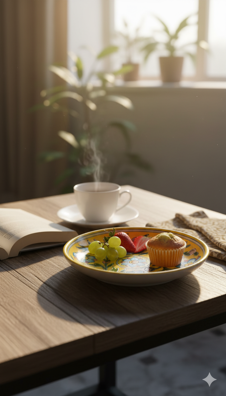 8 Inch Blue Pottery Plate – Jaipur Handcrafted Yellow Floral Dinner Plate | Decorative Indian Ceramic Plate
