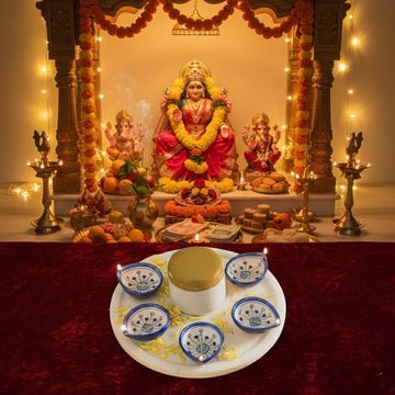 ( 10 pics )Traditional Blue Pottery Oil Diya | Handmade Diwali Lamp