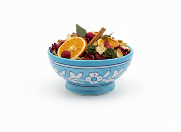 Turquoise 4-Inch Blue Pottery Bowl | Hand-Painted Floral Ceramic Katori | Small Serving Bowl