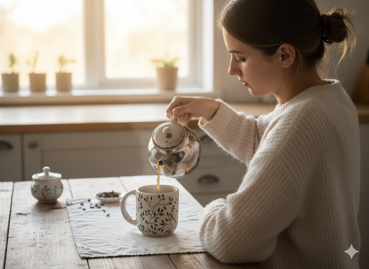 Handmade Ceramic Cup Set of 2 – Leaf Pattern Coffee & Tea Mugs | Artistic Greenery Design Pottery Cups for Kitchen & Office