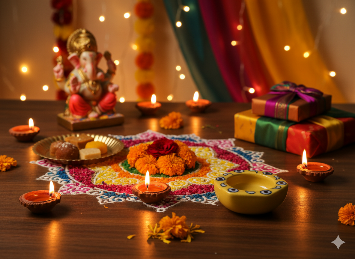 Hand-Painted Blue Pottery Tealight Candle Holders (Set of 2) - Traditional Indian Floral Ceramic Votive Holders for Home Decor, Diwali, and Gifting.