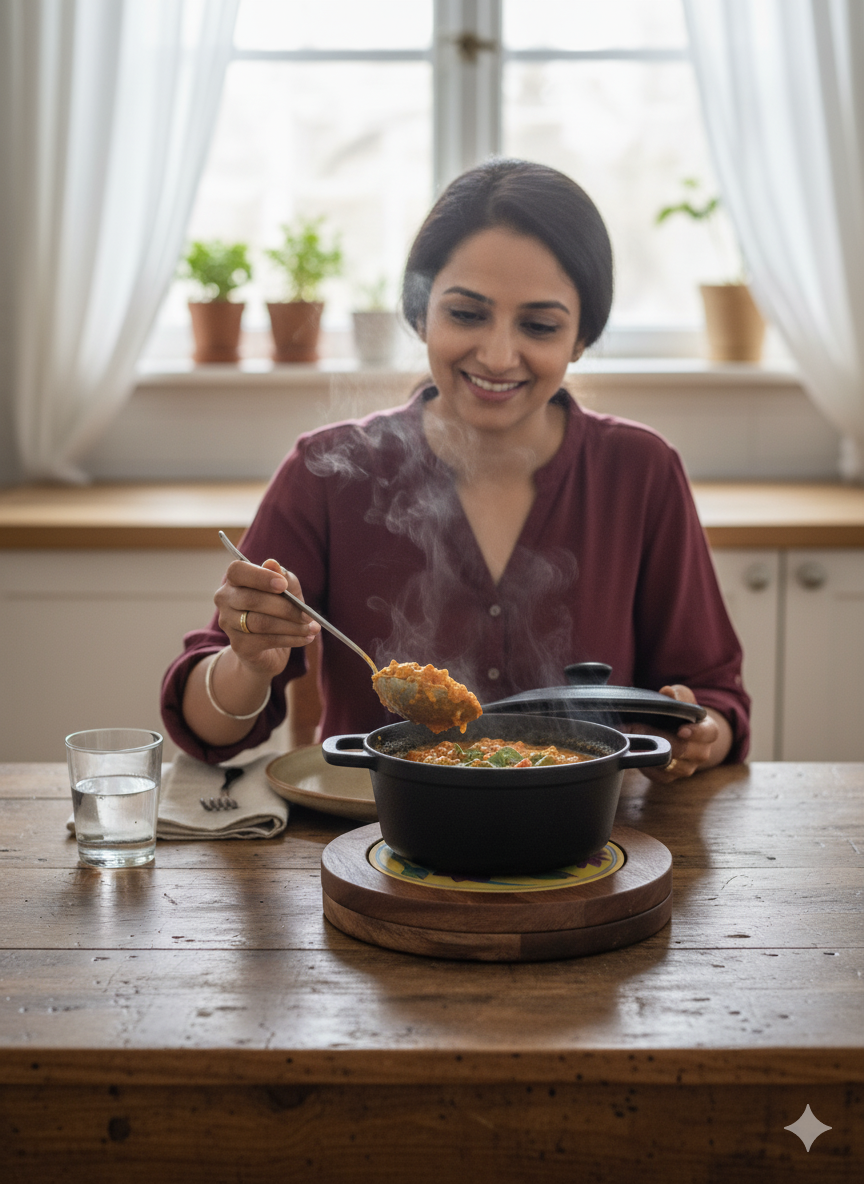 Hand-Painted Lotus Flower Ceramic Trivet with Dark Wood Base - Heat Resistant Pot Holder for Hot Dishes, Pots & Pans - Yellow & Pink Floral Kitchen Decor.