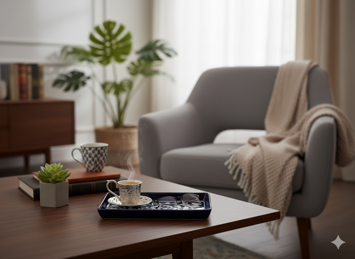 4 Inch Handmade Jaipur Blue Pottery Tray – Small Rectangular Floral Ceramic Multipurpose Serving & Snack Tray | Rajasthani Artisan Gift