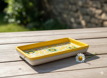 4 Inch Handmade Jaipur Blue Pottery Tray – Small Floral Ceramic Snack & Serve Tray | Rajasthani Artisan Decorative Gift