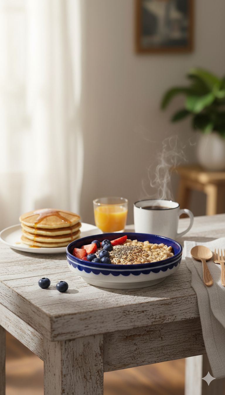 8 Inch Blue Pottery Pasta Plate – Jaipur Handcrafted Deep Round Floral Ceramic Plate | Indian Artisan Dinnerware for Pasta, Salads & Bowls