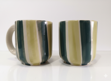 Handmade Ceramic Marble Cup Set of 2 – Modern Grey Swirl Coffee & Tea Cups | Designer Pottery Mug Pair for Home & Office